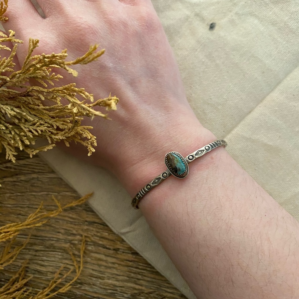 Sterling silver turquoise stacking cuff